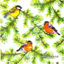 Serwetka do decoupage ptaszki na gałązkach świerku 25x25 PIXIE Unikat